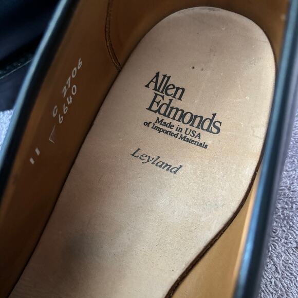 Edmond Allen Black Woven Leather Loafers Size 11 Dress Slip-On Penny Style - Picture 2 of 6